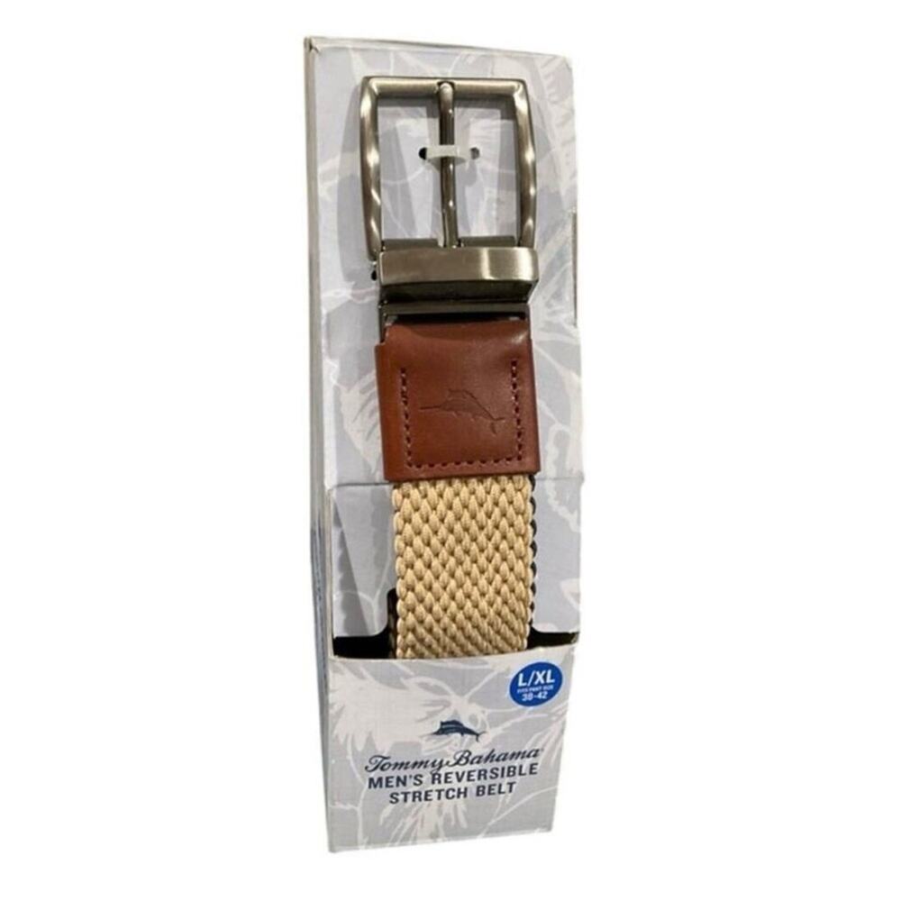 Tommy Bahama Men's Reversible Belt with Brown and Tan Accents NWT